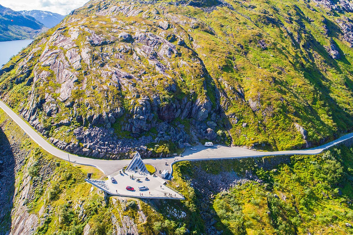 luftbild av rasteplass Utsikten Gaularfjell